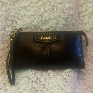 Coach Madison Pleated Wallet/ Wristlet with Patent Snake Embossed Trim
